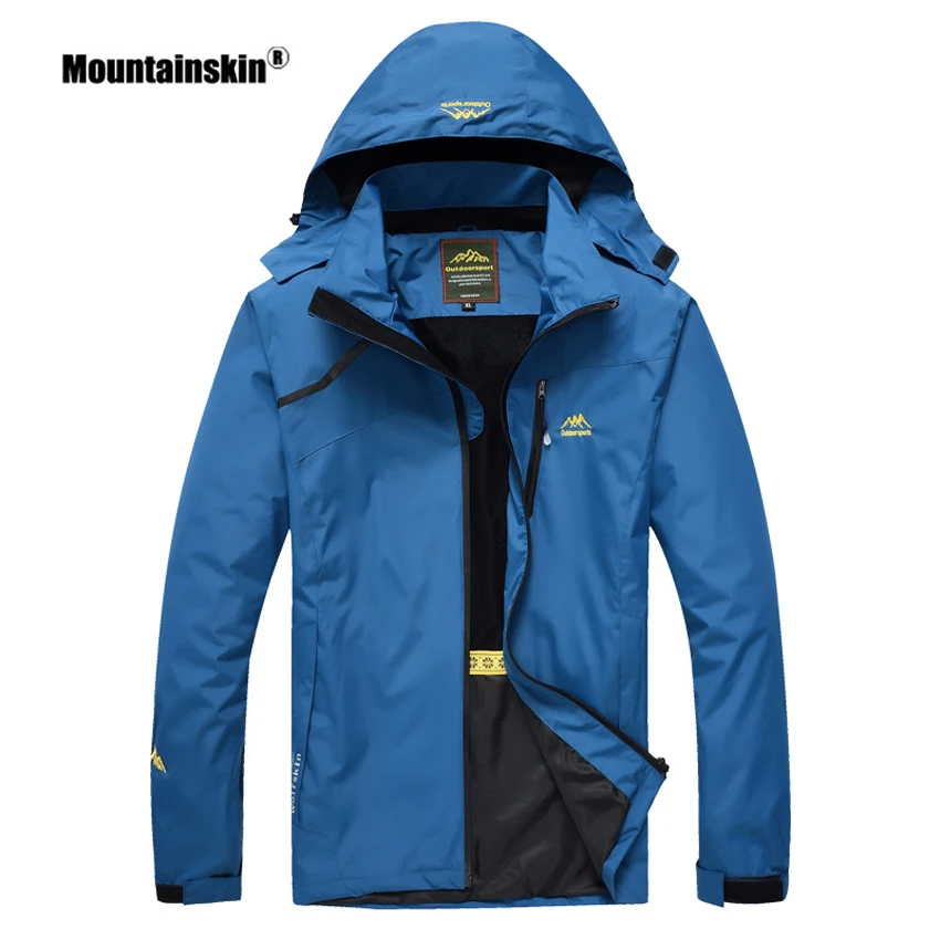 Mountainskin معطف للرياضة الرجال الخريف في الهواء الطلق الرياضة المعاطف مقنعين تسلق الرحلات سترة واقية سترات مضادة للماء العلامة التجارية VA289