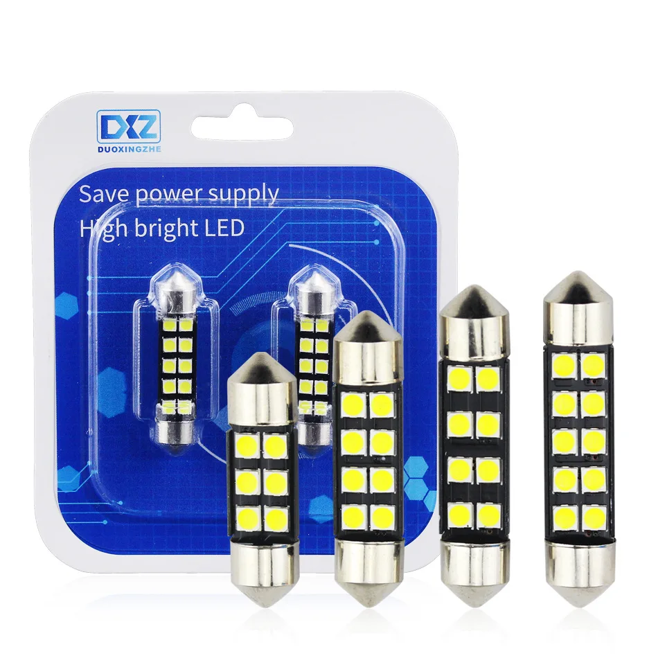 

10Pcs / SET Led White Interior Lighting for Auto CANBUS 3030 Decoding Double Led Car Lamp 31mm 36mm 39mm 41mm LED Roof Lamp