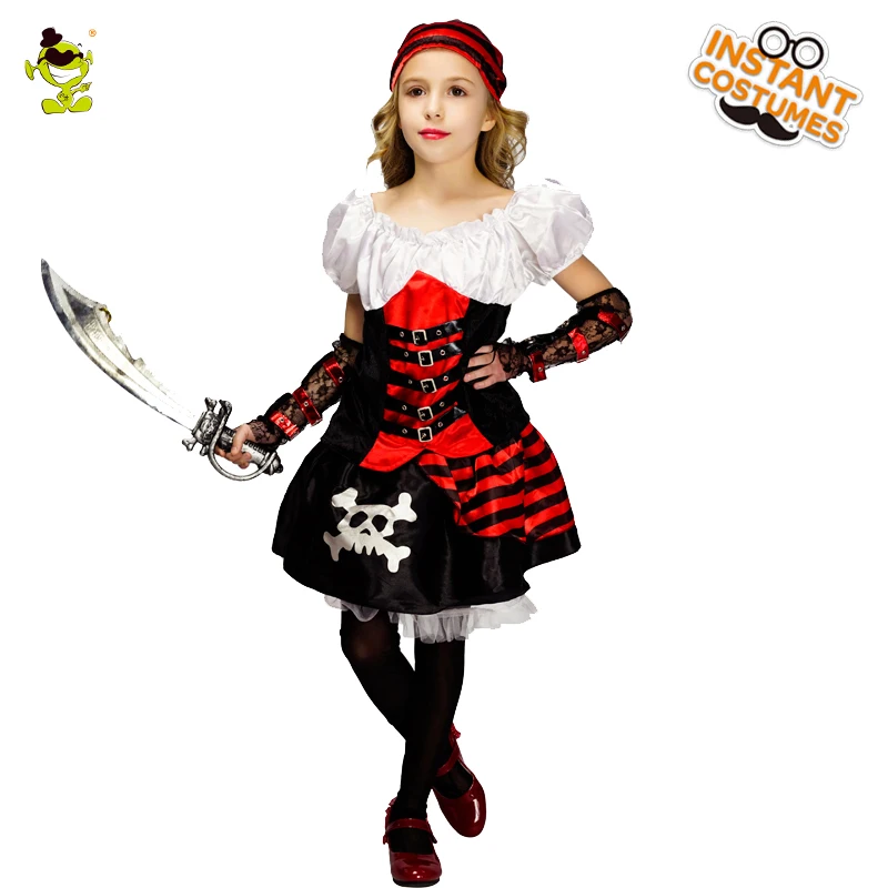 Halloween Party Girl's Pirate Costume Role Play Steampunk Pirate Little