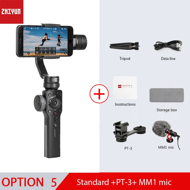 ZHIYUN Smooth 4 Официальный Gimbal стабилизатор для iPhone X Xs Max samsung S8 Экшн камера 3 оси ручной смартфон - Цвет: Option 5