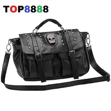 Seulement 1 couleur Unique Design Mode Casual OL Bureau Sac Frais de tout-allumette Grand Femmes Sac À Main Mode Punk Crâne Rivet Sacs H080-4