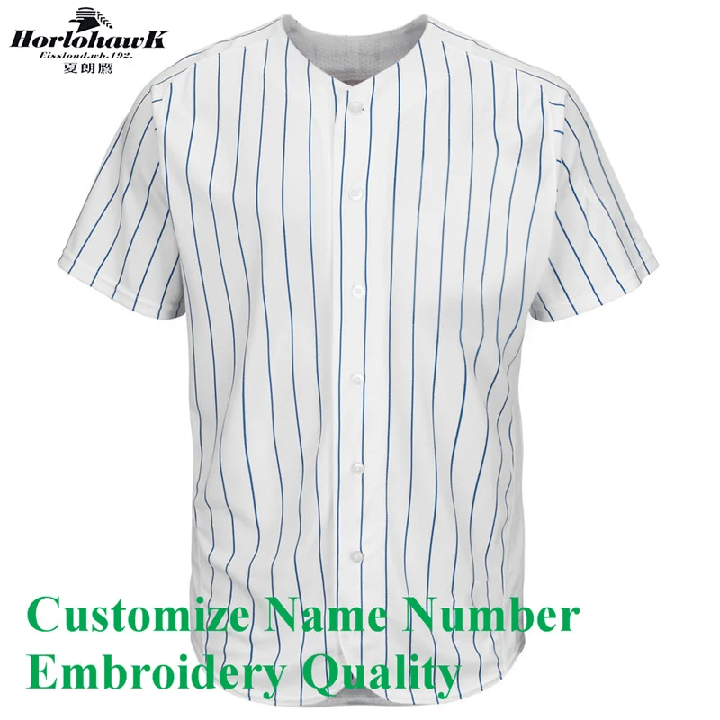 

2017 New Arrival Baseball Jersey Custom Name Number Logo Embroidery Quality US Size Men's Grey Blue White Stripes Jersey