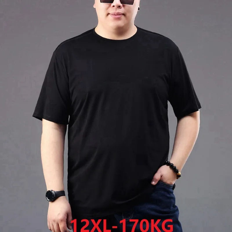 

FAISIENS High Quality Home Simple Men T-Shirts Short Sleeve Solid Color Tees Plus Size 8XL 9XL 10XL 12XL Big Red Summer Man Tops