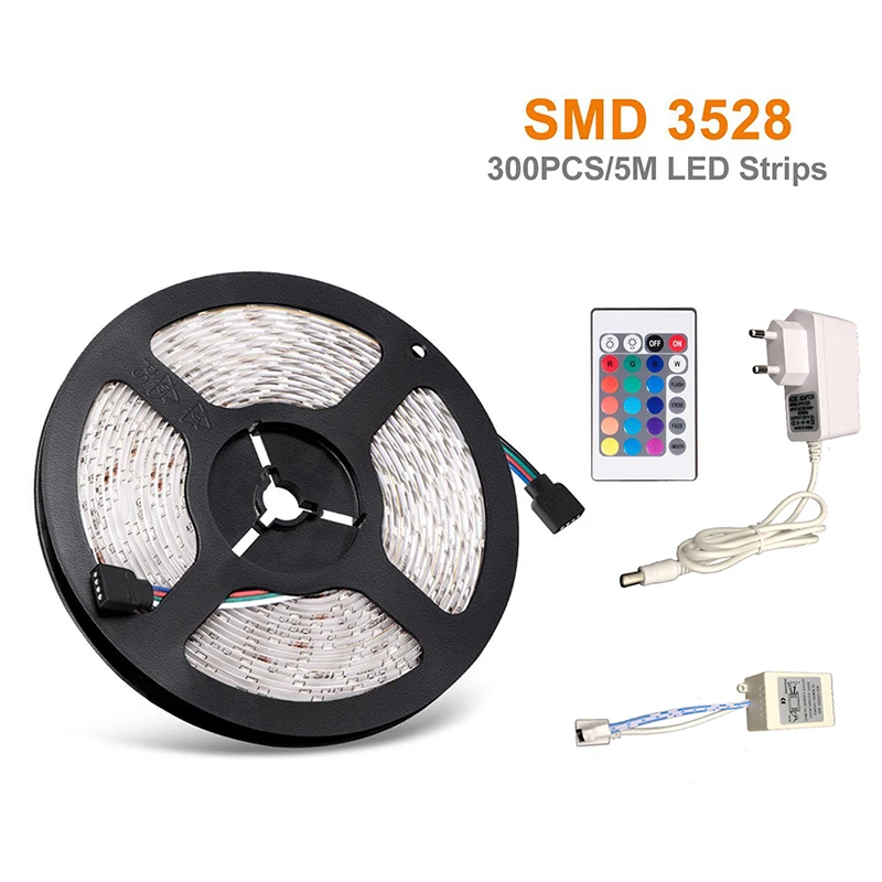 

SMD3528 DC 12V 60Leds/M RGB Led Strip Light String Ribbon Tape LED Flexible Strip lighting Home Decoration lamp waterproof