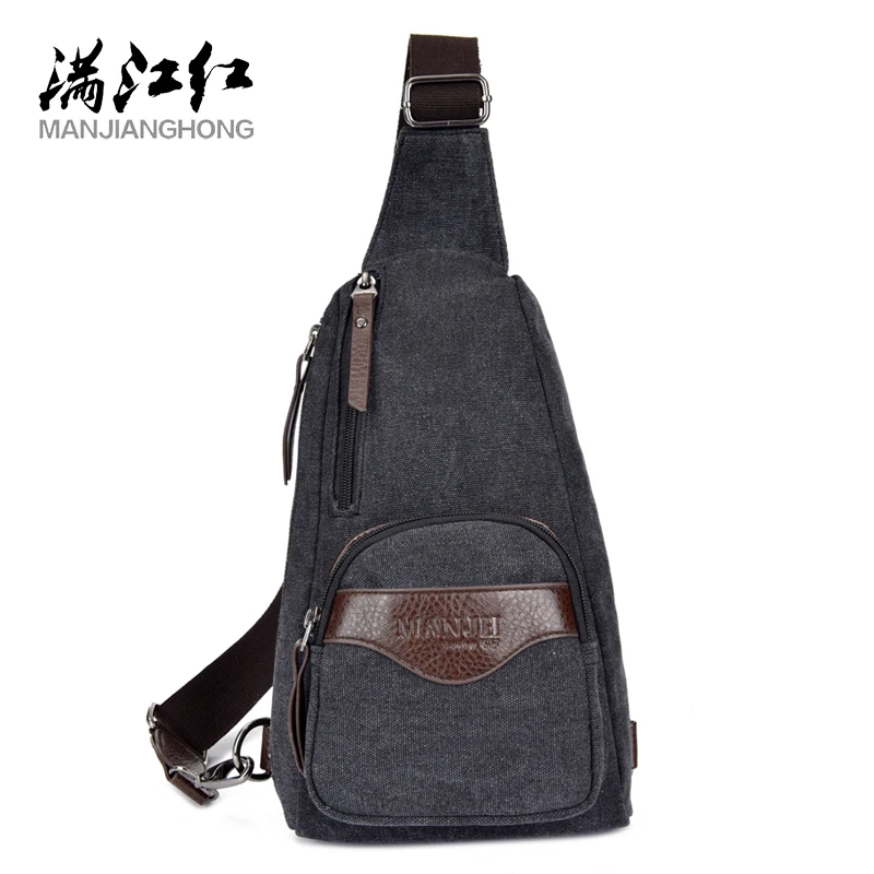 

MANJIANGHONG Retro Men Bag Casual Canvas Men's Chest Bag Fashion High-Quality Bag Personality Multi-Functional Messenger Bag