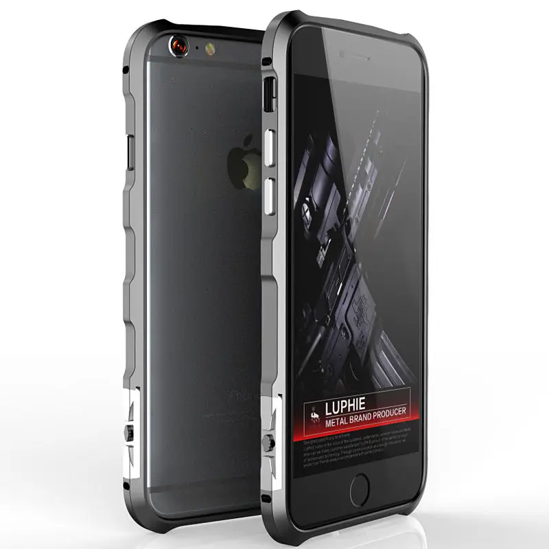 Luphie Металлического Алюминия Бампер Для Apple Iphone 6s Case Без винт Shockpoof Бампера Металла