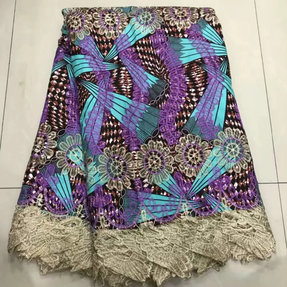 

Hot sales African multicolor quality guarantee Hollandais wax mix Most popular 100% cotton French net lace for dress!AE-4272