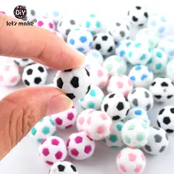 Давайте сделаем BPA бесплатно детские игрушки футбол силиконовые бусины 15 мм Мода DIY ювелирные аксессуары зубные кольца для детей цепочки и