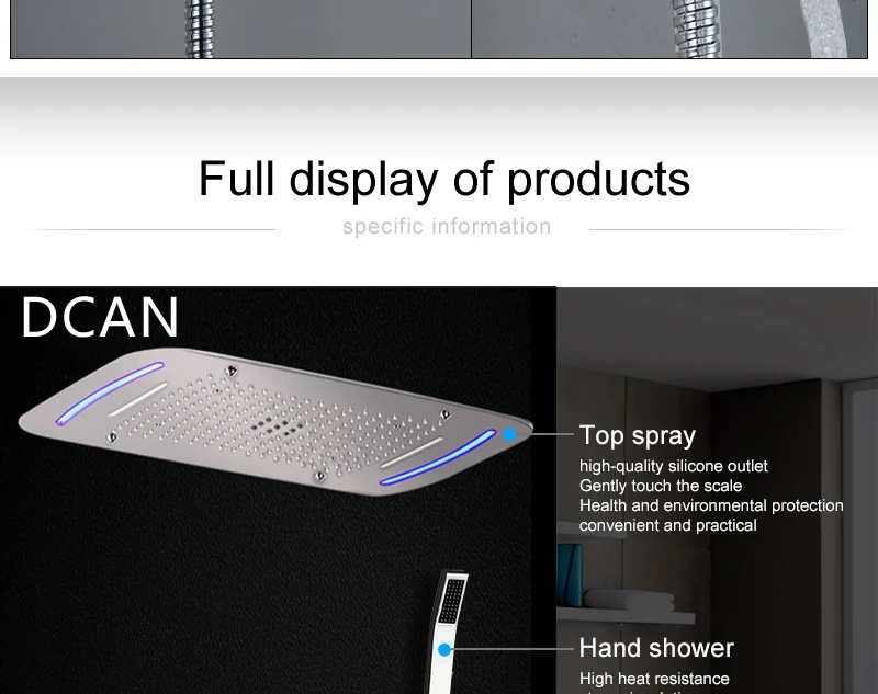 Bathroom Shower Set Accessories Faucet Panel Tap Thermostatic Mixer LED Ceiling Rainfall Shower jet System Led Mist Rain Shower (6)
