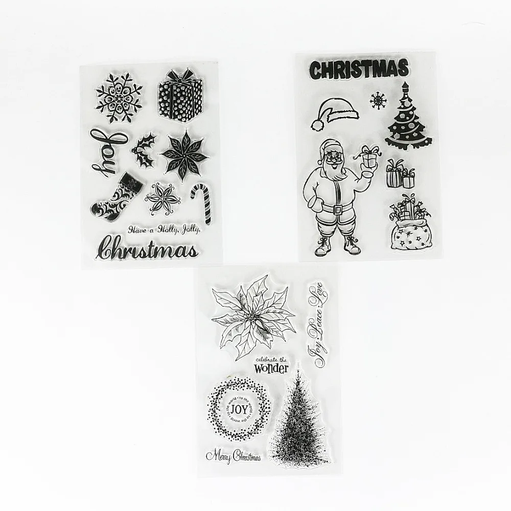 

3sheets/lot hard Christmas gift drawing rubber stamps scrapbooking record memory tool xmas tree seal