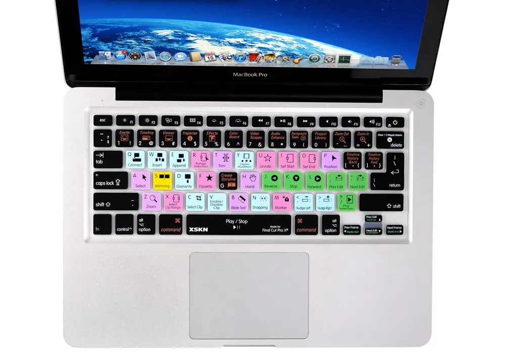 XSKN Final Cut Pro X ярлык силиконовый чехол кожи для Macbook Air retina 13 15 17 клавиатура и алюминиевая беспроводная клавиатура