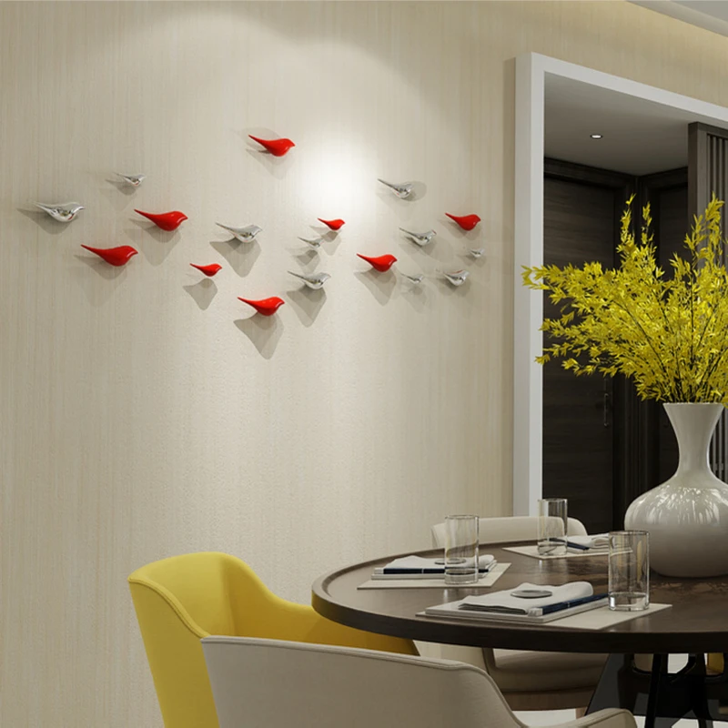 JX-LCLYL 3D Birds Shape Wall Hanging Resin Metal Plating Office Home Decorations S/L New