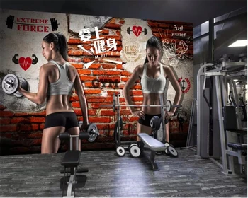 

beibehang behang Wallpaper wall 3d creative brick wall beauty fitness photo wallpaper background wall wallpaper 3d on the wall