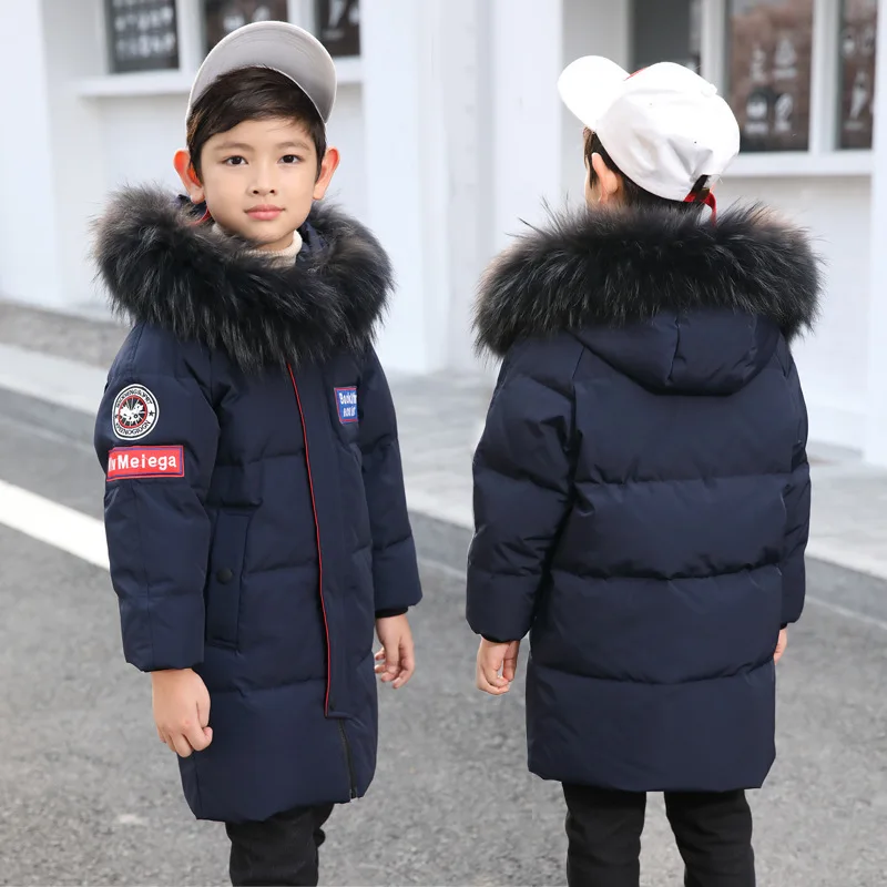 

Fashion Winter Heavyweight White Duck Down Fur Collar Girls Long Coat Warm Thicken Parkas Children Outfits For 5-14 Years Old