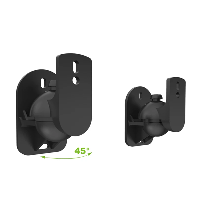 2pcs Black Surround Sound Speaker Wall Mount Brackets 45 Degree