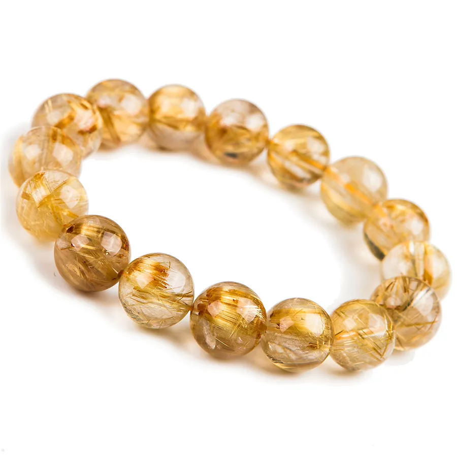 Genuine Natural Yellow Golden Rutilated Quartz Bracelet For Women Men