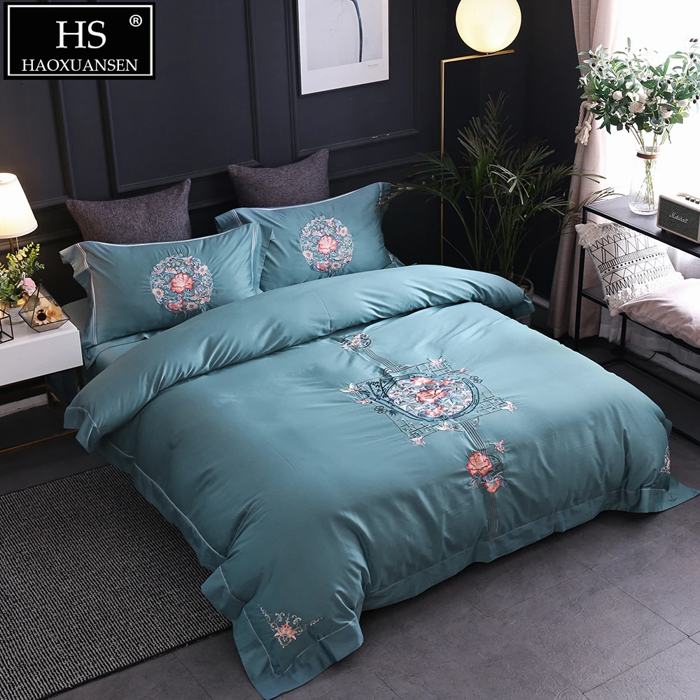 4 pc sheet set 100% Cotton High Quality Bed Sheet Bedsheet Set with Embroidery 