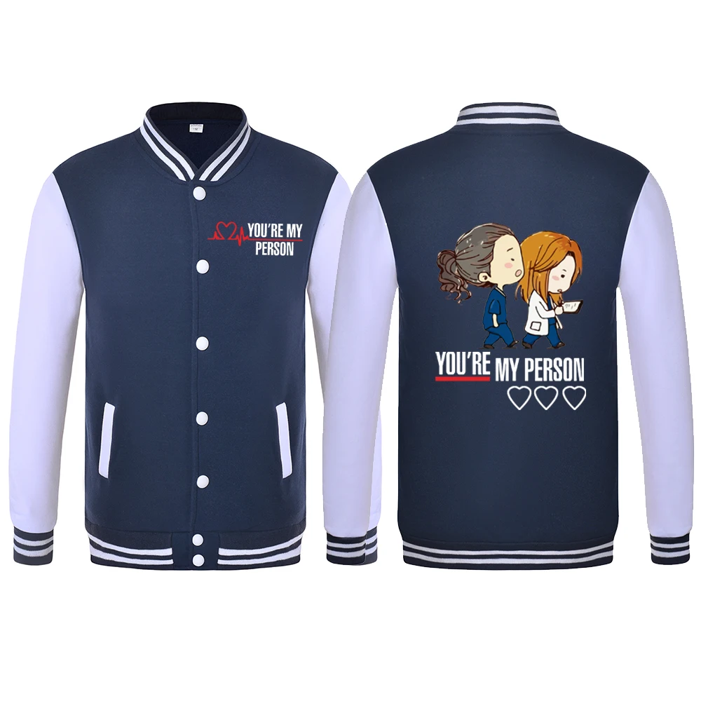 

Greys anatomy Baseball Uniform Greys Anatomy You are my person Baseball Coat Front and Back