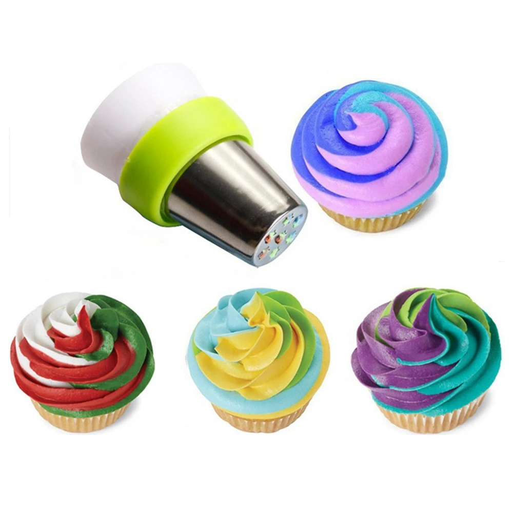 

1 pcs 3 Color Icing Piping Bag Nozzle Converter Tri-color Cream Coupler Cake Decorating Tools For Cupcake Fondant Cookie Random
