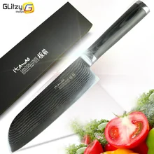 Damascus Chef Kitchen Knife Japanese Sushi Knife VG10 Stainless Steel 7 inch Santoku Knives 67 layer Pakka Wood Handle