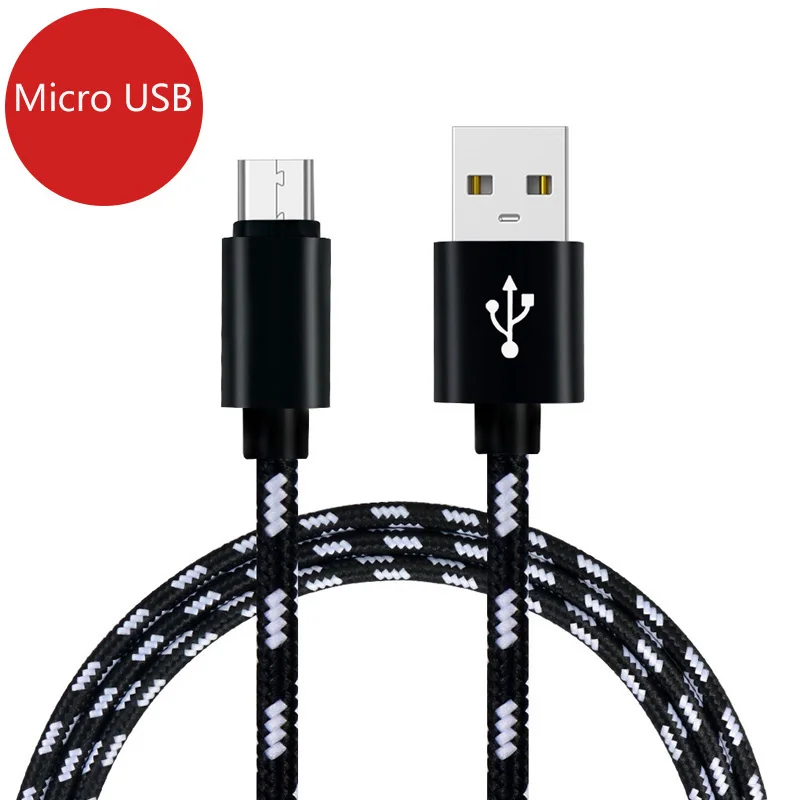 Микро USB быстрая зарядка нейлоновый зарядный кабель синхронизации для samsung Galaxy S7 S6 для huawei для Xiaomi Redmi Android телефонный кабель - Цвет: Черный
