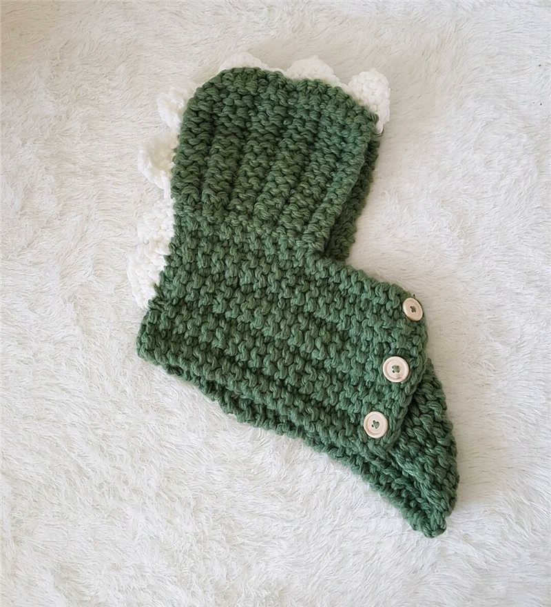 Kid Handmade Dinosaur Hat Children Eleka Knitted Cap Boy Girl Neckchief Tubular Scarf 3 Buttons Loop Shawl and Beanie_voghion.com