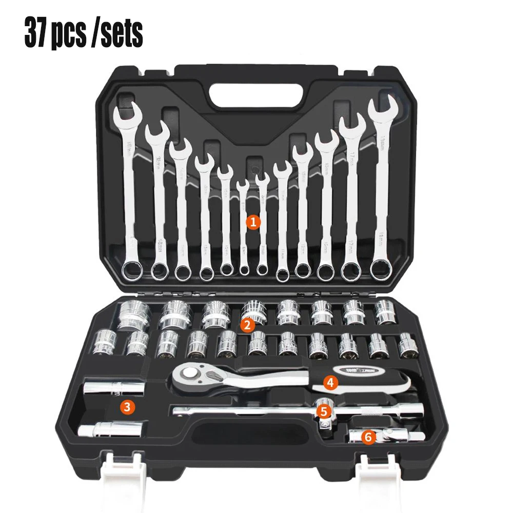 HGhomeart Hand tool Set Car Repair Tools Ratchet Socket Wrench Tool Set of Batch Head Home Repair Tool Set