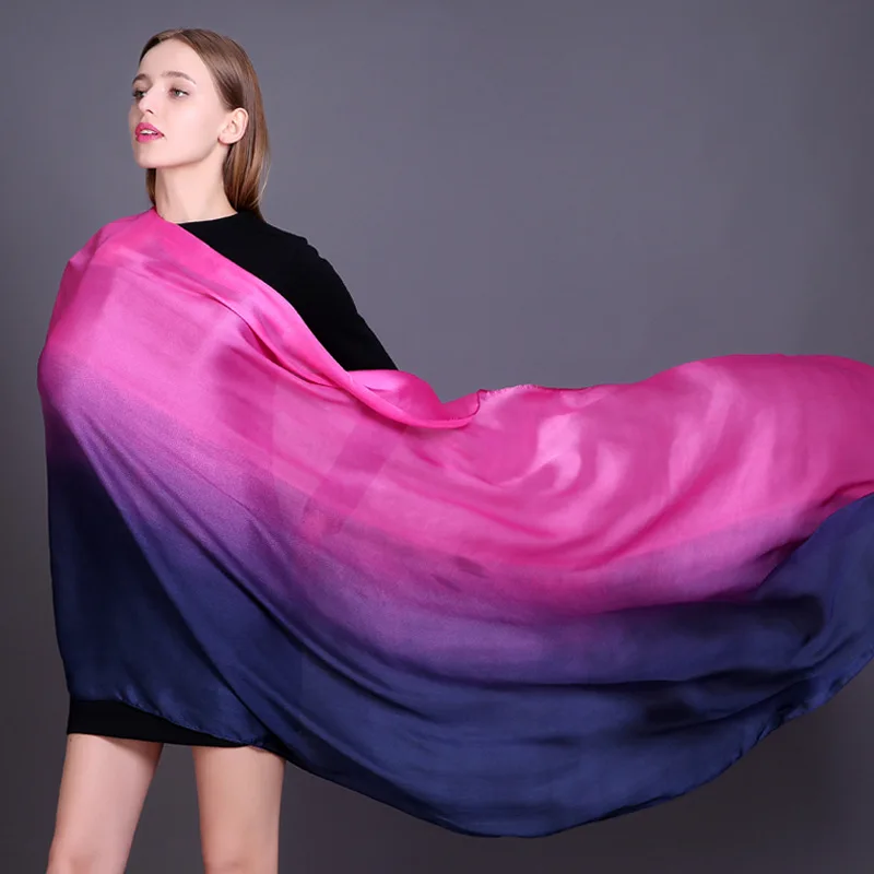 

Women's Long Silk Scarf Gradual Handpainted Scarf Shawl Scarf
