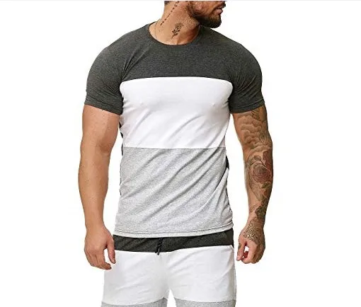 2019New Лето Горячая распродажа мужские наборы футболки+ шорты комплекты из двух предметов Повседневный Спортивный костюм Мужская Повседневная футболка фитнес брюки мужские