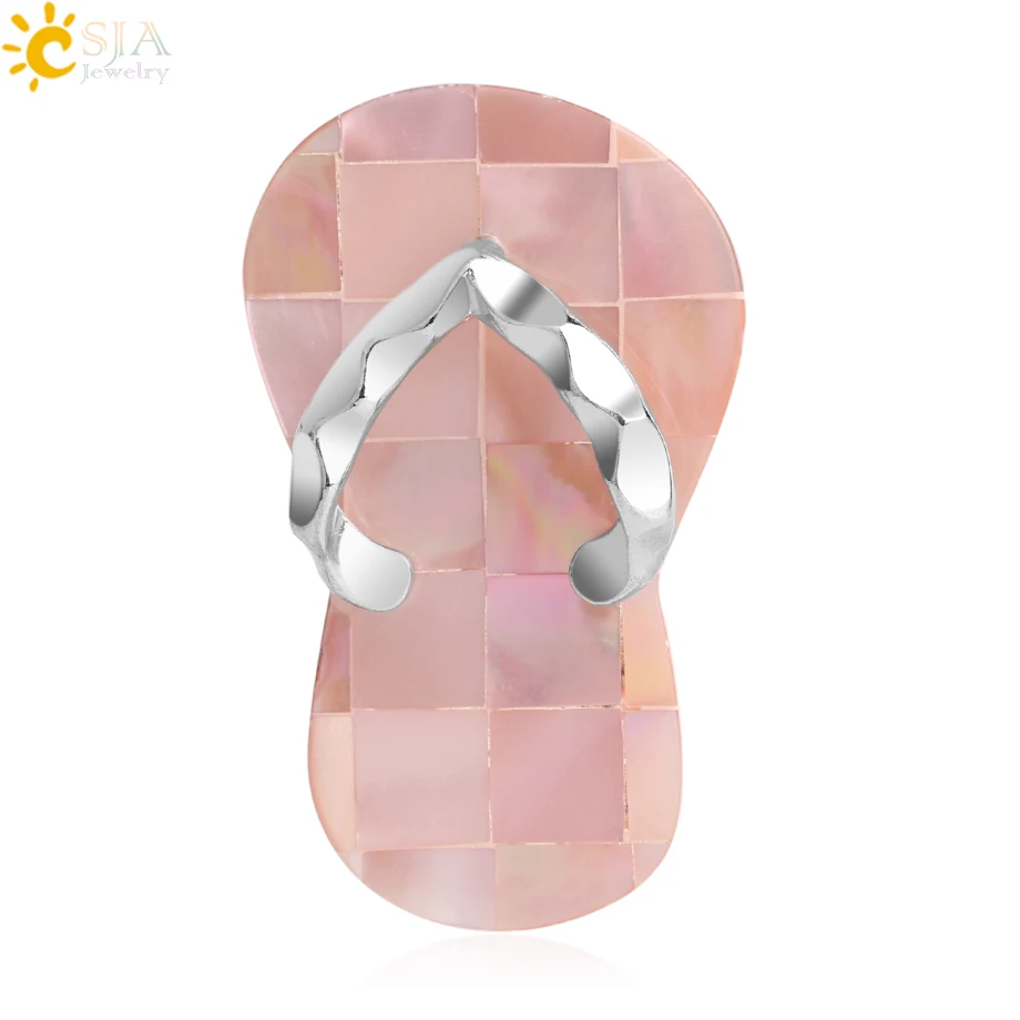 

CSJA Natural Pink Shell Slipper Pendant Splice Shells Lovely Flip Flop Slippers Fit Necklace for Women Girls Charms Jewelry G028