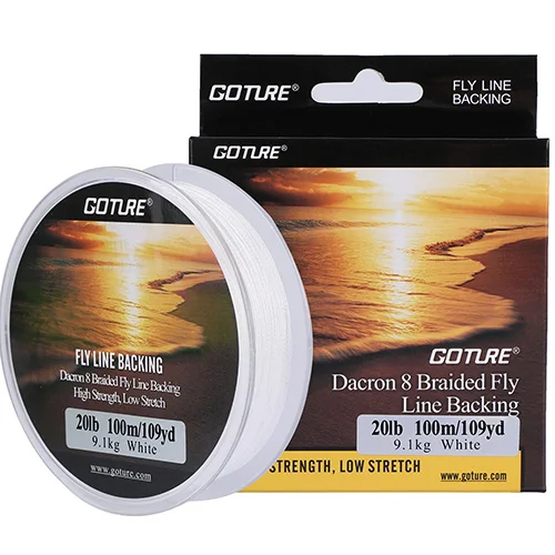 Goture 8 Strands Fly Fishing Backing Line 100M/109YRD 20LB 30LB Dacron Braided Fly Fishing Line Carp Bass Trout Fishing Tackles - Цвет: White