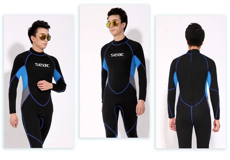 Hisea 3mm Neoprene Men Diving Suit One-piece Long-sleeve Wetsuits Long Pants Surfing Snorkeling Suits Swimwear1