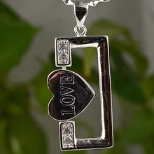 Гарантия простой 925 пробы серебряные ювелирные изделия, сердце любовь CZ, кубический кулон, мм 34 мм, 6,4 г, PE36028