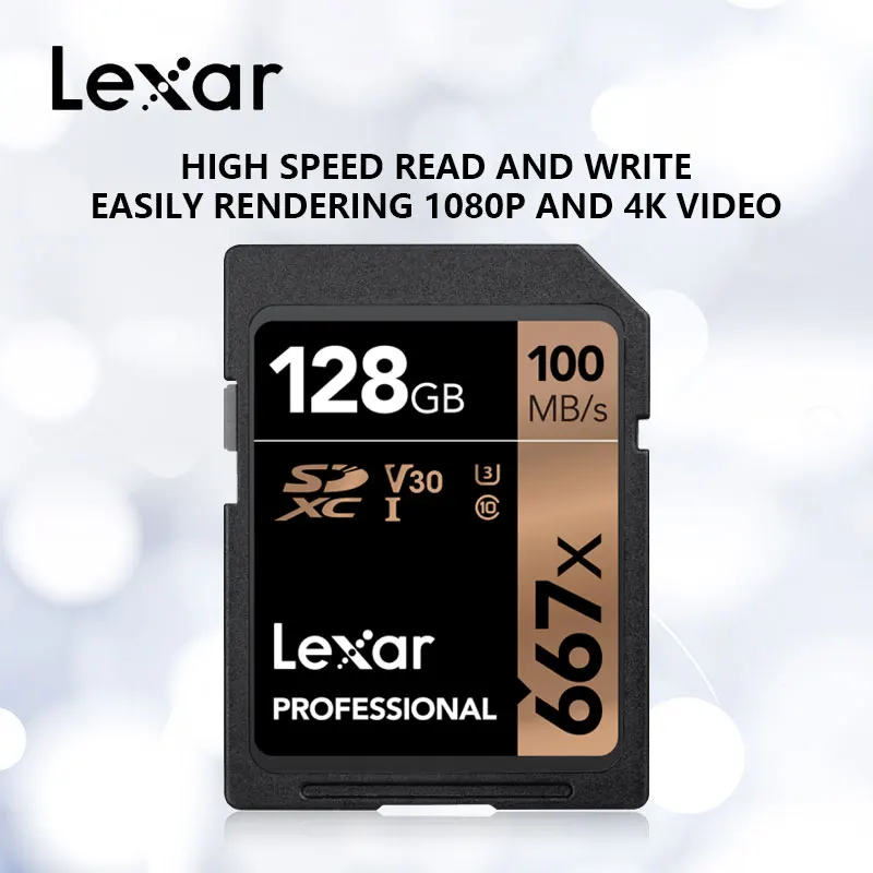 Lexar профессиональная sd-карта 667X Max100MB/s 64 Гб 128 ГБ 256 ГБ C10 U3 4K SDXC карта памяти SD флэш-карта UHS-I карт sd для камеры