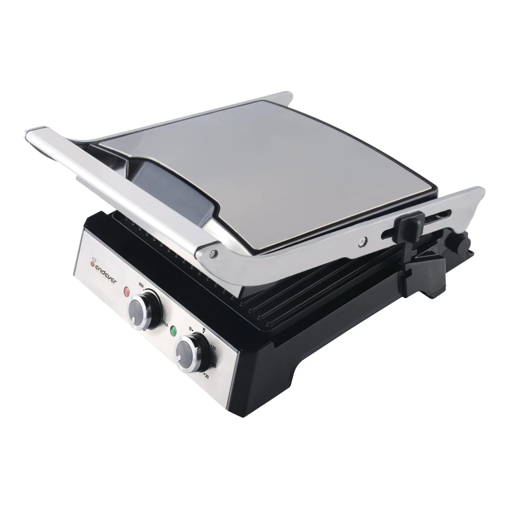 Гриль-пресс Endever Grillmaster 230 (Мощность 2400 Вт, регулировка температуры 100-220°С, антипригарное покрытие, таймер до 30 минут)