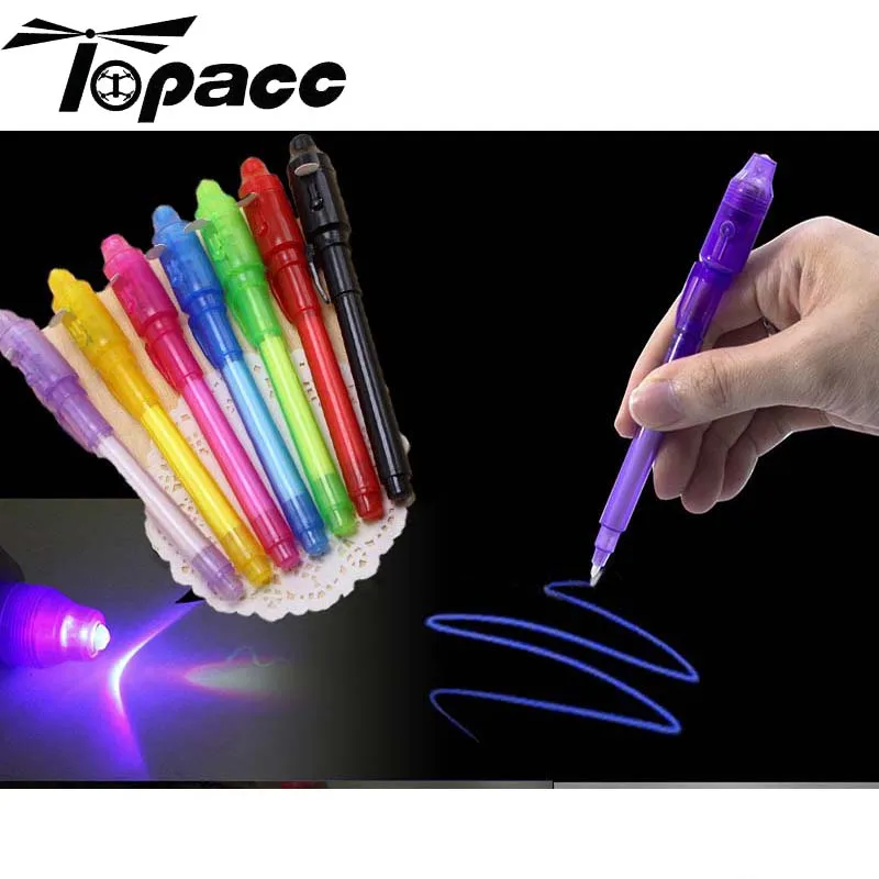 

LED Pen Luminous Light Pen 2 In 1 UV Light Big Head Funny Drawing Invisible Ink Learning Education Toys For Children Kids