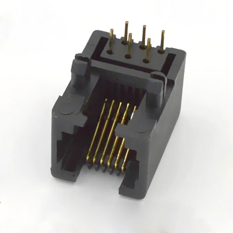 100 шт. 6 контактный Телефонный разъем RJ11 95001 6P6C черный пластик|plastic connector|plastic