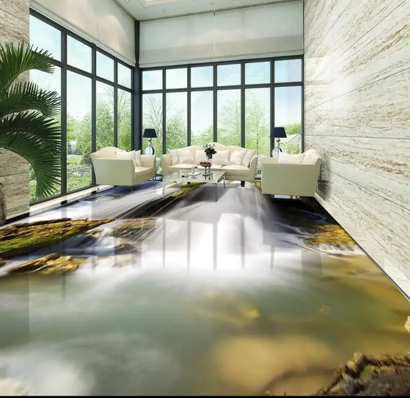 Kundenspezifische 3d boden wasserfälle 3d bodenbelag vinyl wasserdicht