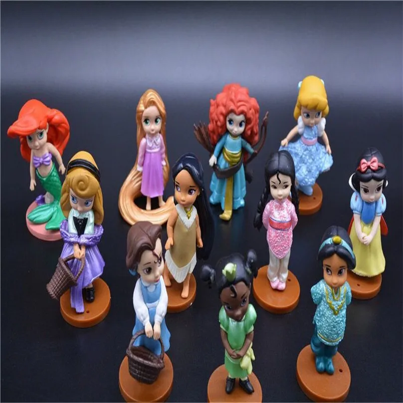 

3set/lot 8-10cm pvc ariel belle tangeled belle The princess Snow White More style doll girs ltoys Holiday Christmas gift