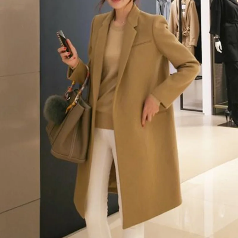 

LANMREM 2019 Autumn And Winter New Casual Fashion Women Loose Plus Temperament Solid Color Vintage Cardigan Windbreaker TC798