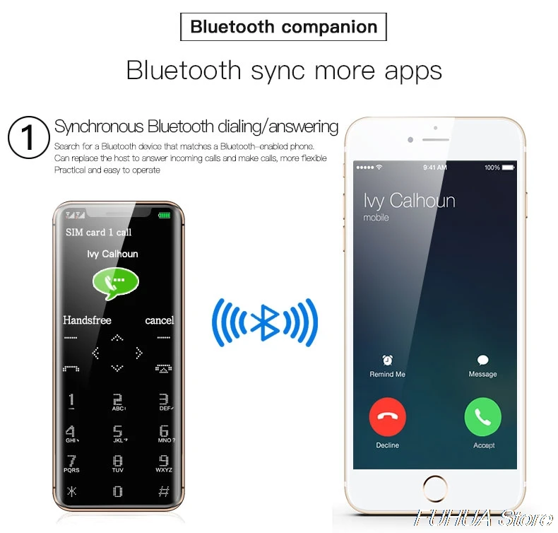 Ультратонкий металлический корпус маленький мобильный телефон Bluetooth Dialer с двумя sim-картами подарок для детей чехол+ Защитная пленка для экрана