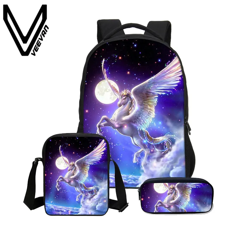 Школьный рюкзак VEEVANV с животными mochila единорог чехол для карандашей 3 шт./компл.