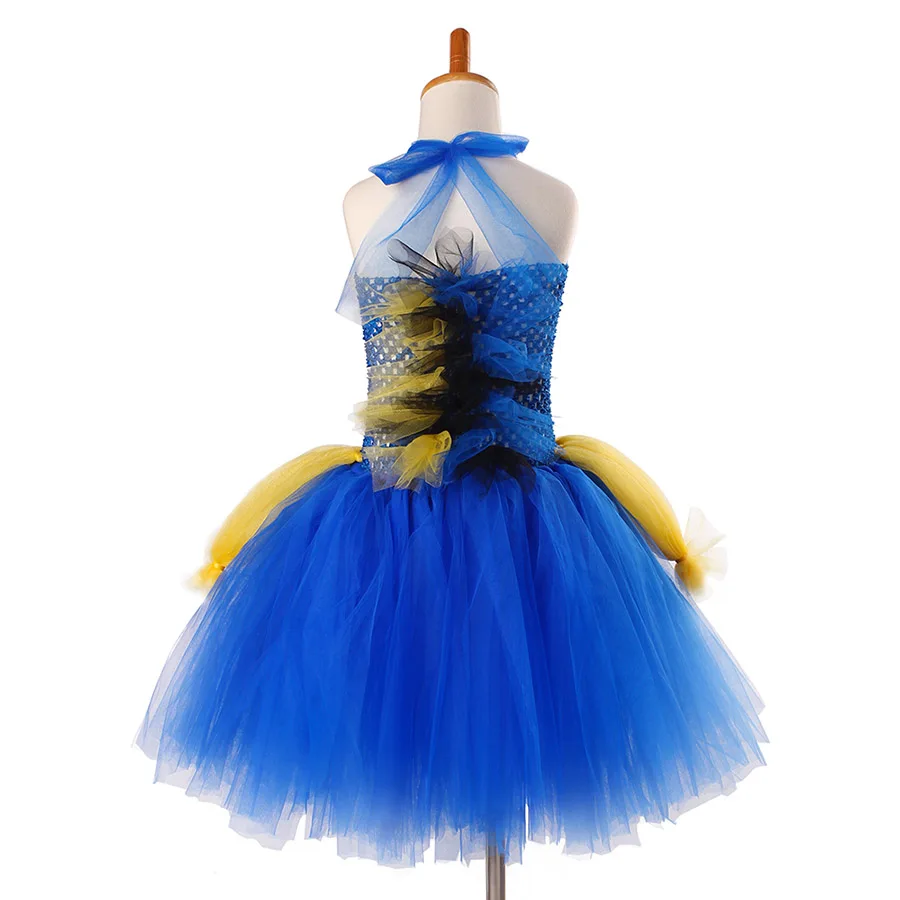 Kids Tang Fish Halloween Tutu Dress Summer Children Fancy Blue Tulle Costume Baby Girls (5)