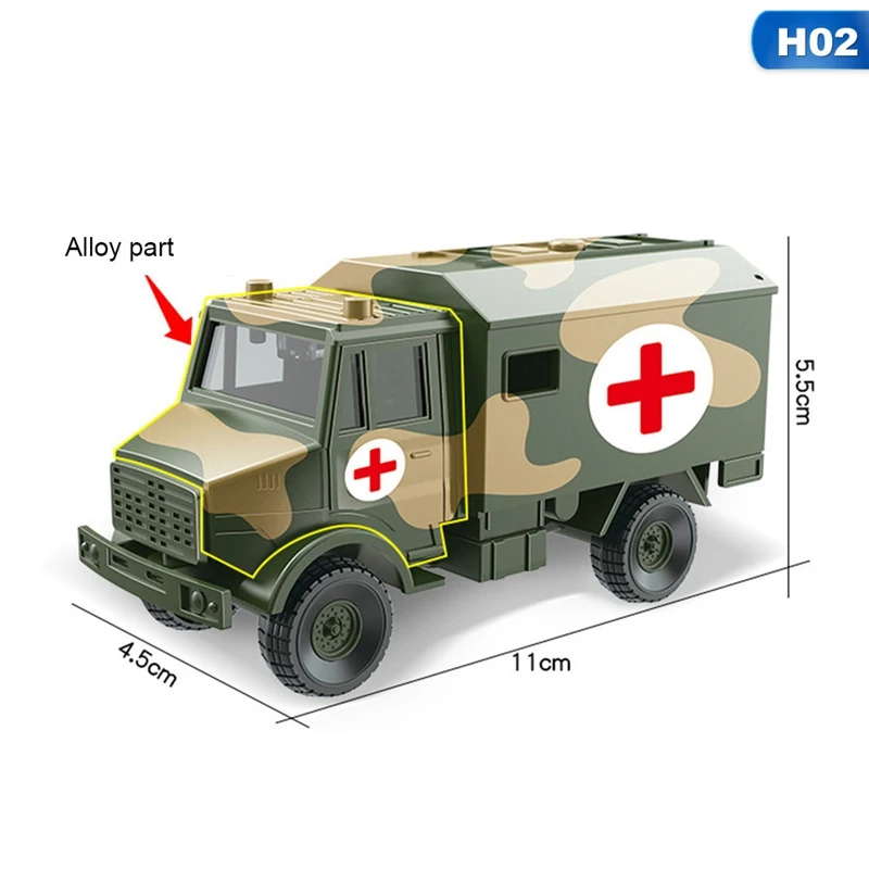 1:52 сплав оттяните назад военный автомобиль модель высокая моделирования военный грузовик Танк вертолет самолет игрушка - Цвет: H02