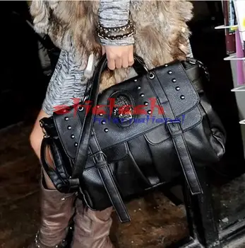 

by dhl or ems 50pcs punk wind rivets skull head ghost head bag retro single shoulder motorcycle package diagonal female bag