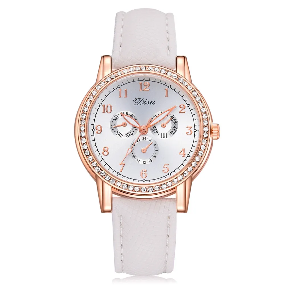 

Women's Watches Ladies Luxury Diamond Business Quartz Wristwatches Retro Design Leather Band Analog Alloy Quartz Wrist Watch P30