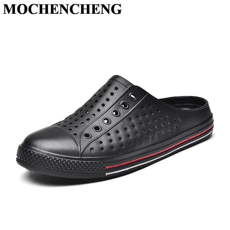 

New Summer Slippers Men Shoes Unisex Garden Clogs Breathable Hollow Slip-on Flat Casual Shoes Fashion Solid Light Soft Anti-skid