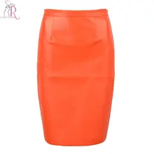 2017 Spring New Arrival PU Faux Leather High Waist Back Zipper Midi Tight Pencil Casual OL