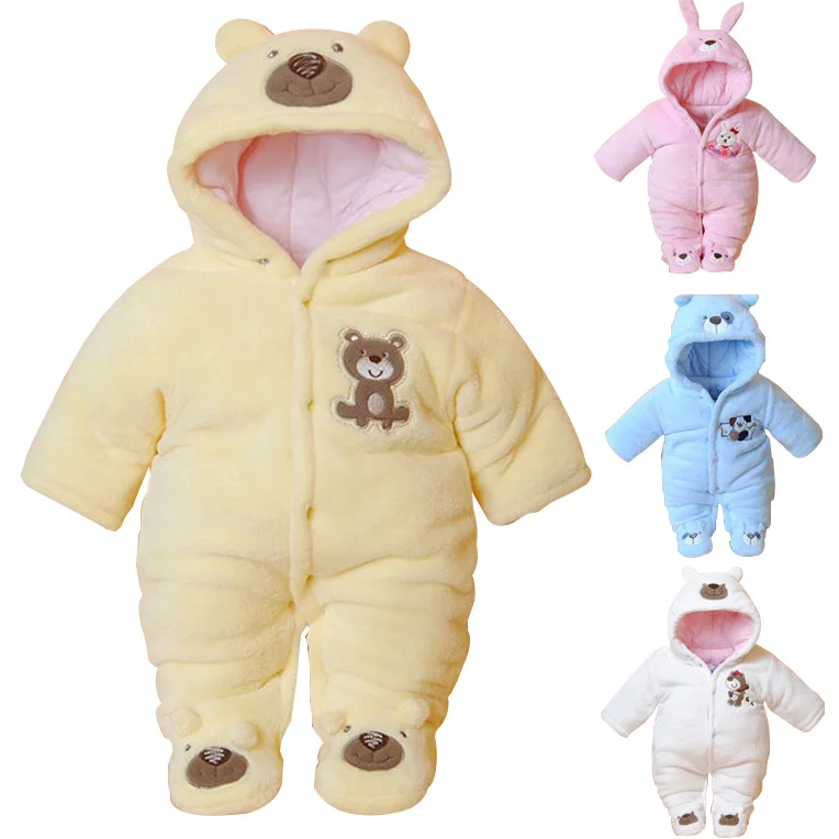

Brand Winter Warm Baby Rompers Cotton Thick Cartoon Hooded Baby Boy Clothing For 3-12M Newborn Girls Outfits Baby Boys Jumpsuit
