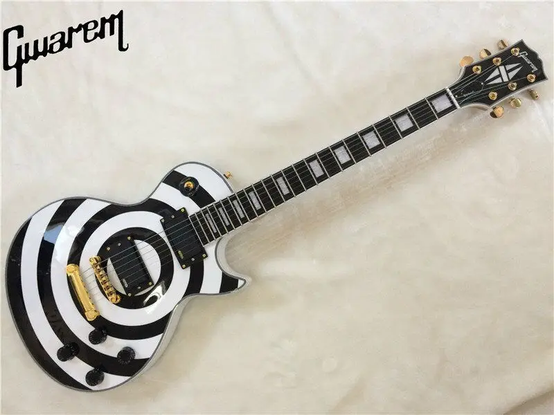 Electric guitar/NEW Tùy Đàn Ghi Ta Điện LP Zakk Wylde bulls eye Guitar Đen EMG Pickups Miễn Phí Vận Chuyển
